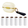 ZHU YU CHUN Handy Double-Sided Travel Lint Roller with Hand Strap 7-Fill Luxury Clothing Bag Dust Fluff Adhesive Reusable Mini Extra Adhesive Dog Cat Pet Adhesive Small Pocket Reusable Lint (White)